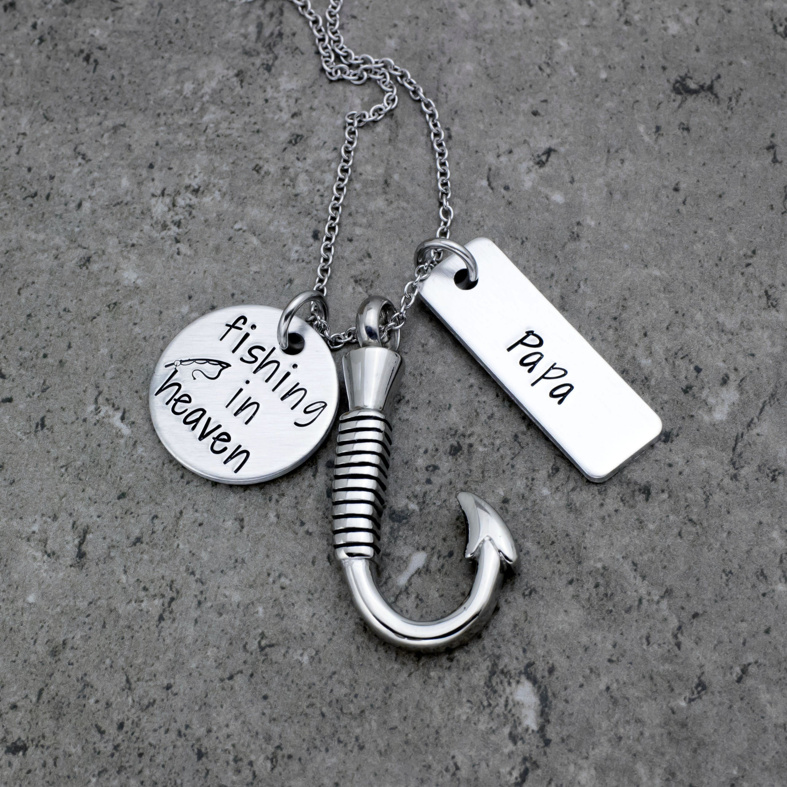 Fishing In Heaven Personalized Fish Hook Urn Necklace Leah Kathryn Jewelry