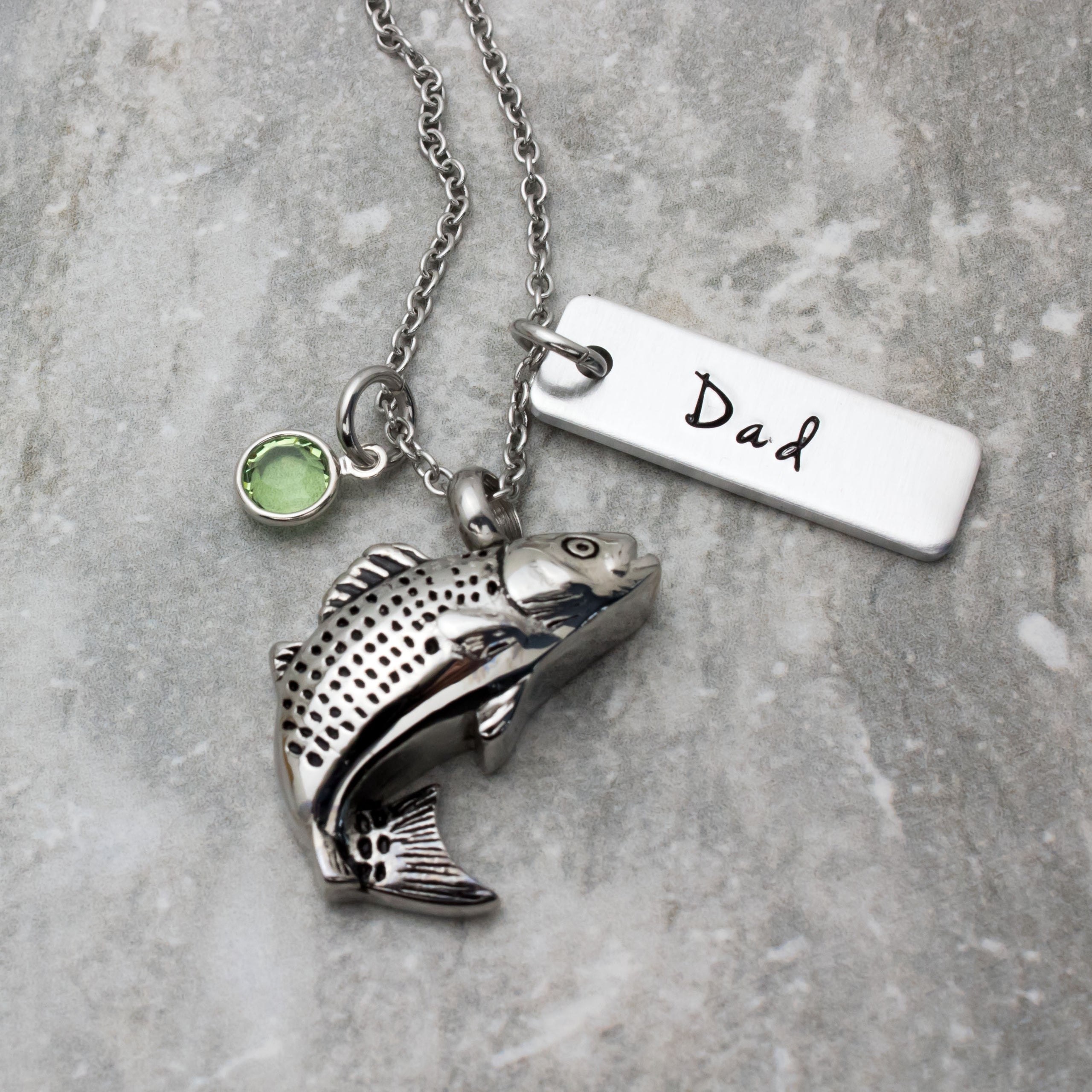Fish Urn Necklace With Birthstone Personalized Cremation Jewelry Leah Kathryn Jewelry